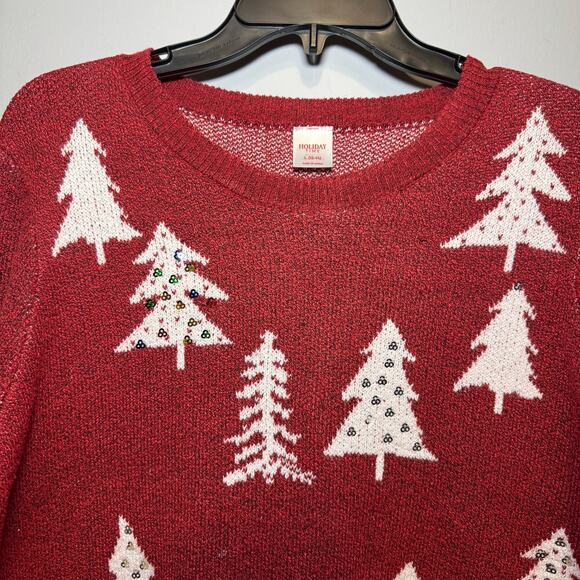 Women’s Holiday Time Christmas tree sweater with sequins. Size L (12-14). - Picture 2 of 9